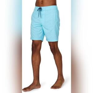 NWT Free Country Men's Textured Surf Swim Shorts, Aqua, XL